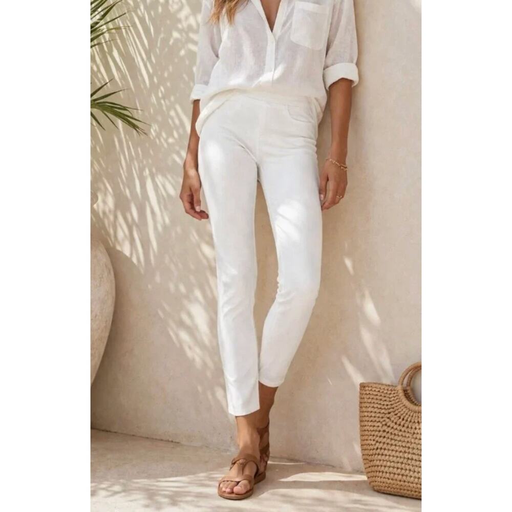 SPANX White Ankle Jean Ish Leggings Medium Pull On Skinny Stretch NWT
